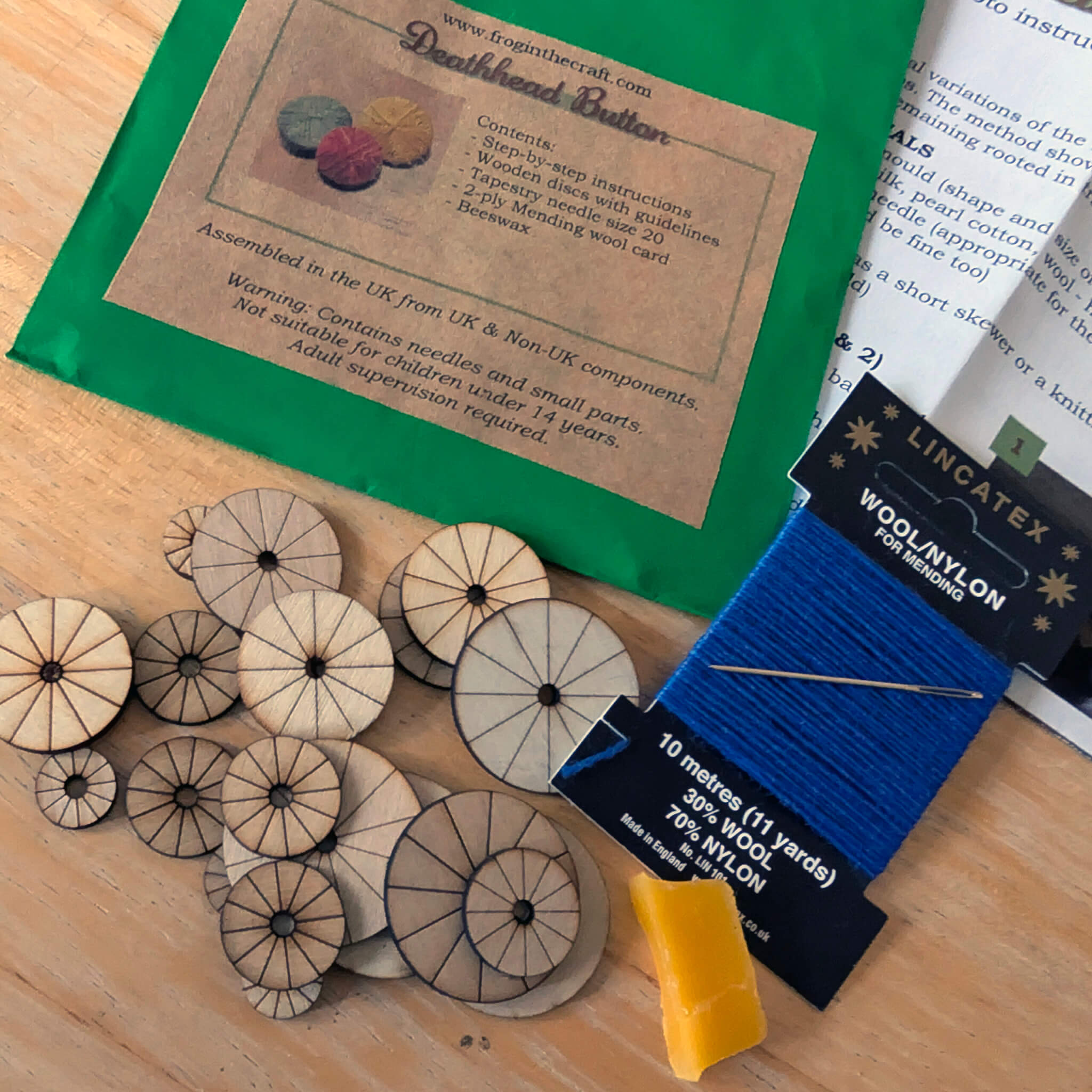 Deathhead Button Mini Kit - Thread Wrapped Button Making - Image 2